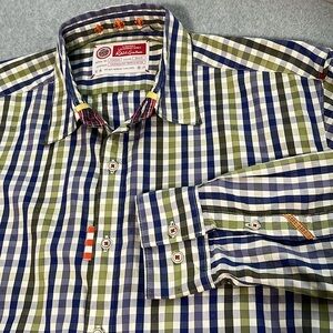 Robert Graham Blue Green White Plaid Button-Down Shirt